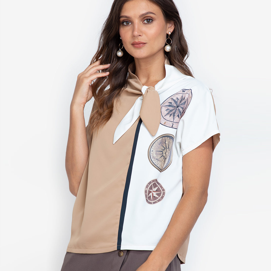 Cassie Blouse in Light Brown