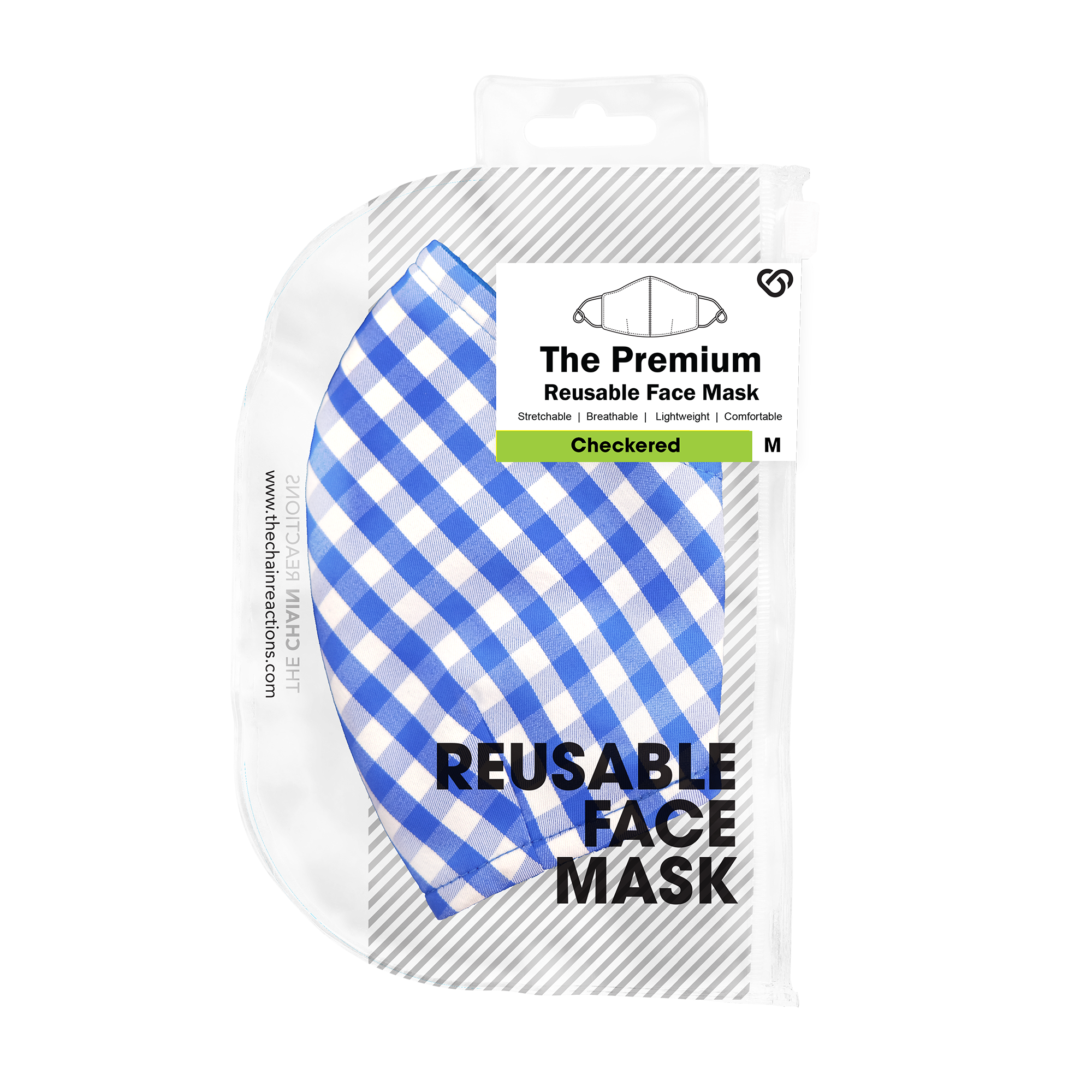 The Premium Reusable Face Mask in Gingham Blue