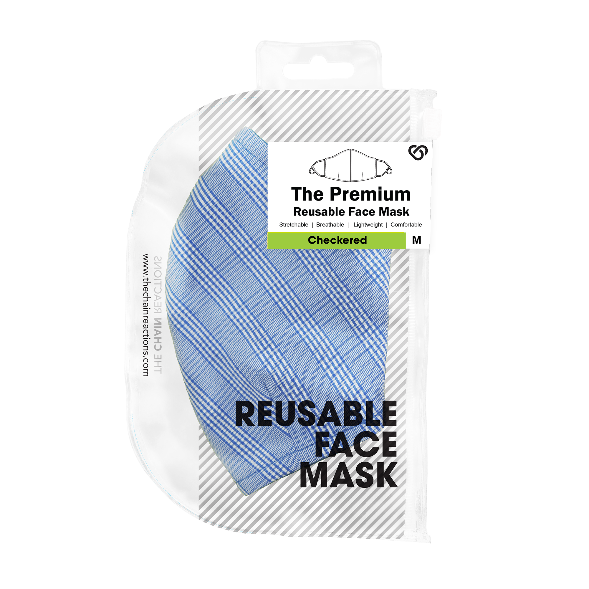 The Premium Reusable Face Mask in Glen Check Blue