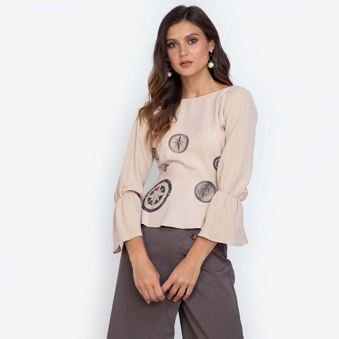 Janeway Backless Blouse in Beige