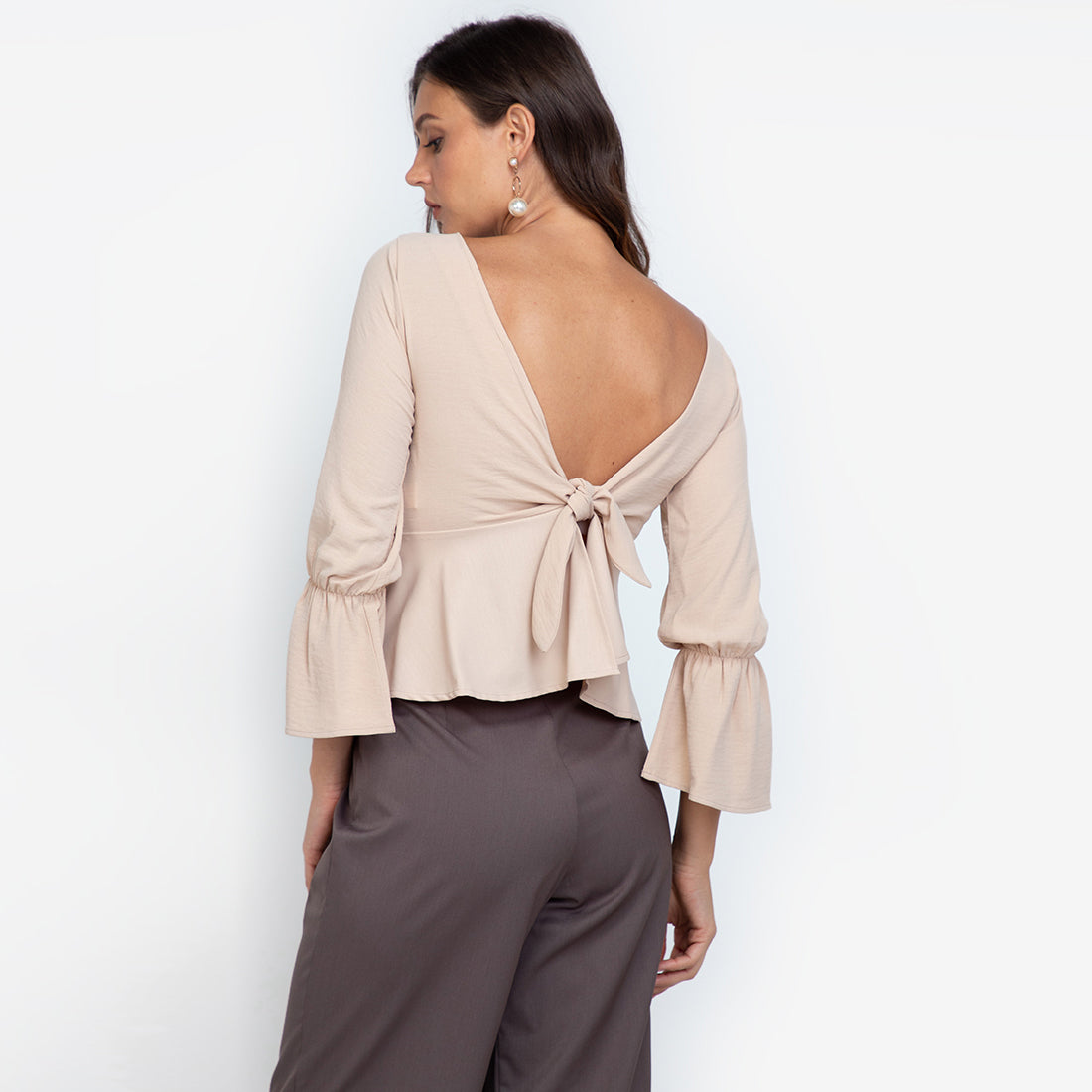 Janeway Backless Blouse in Beige