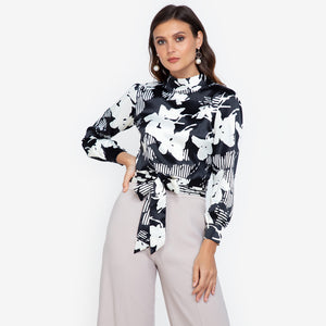 Riana Backless Blouse in Floral Prints